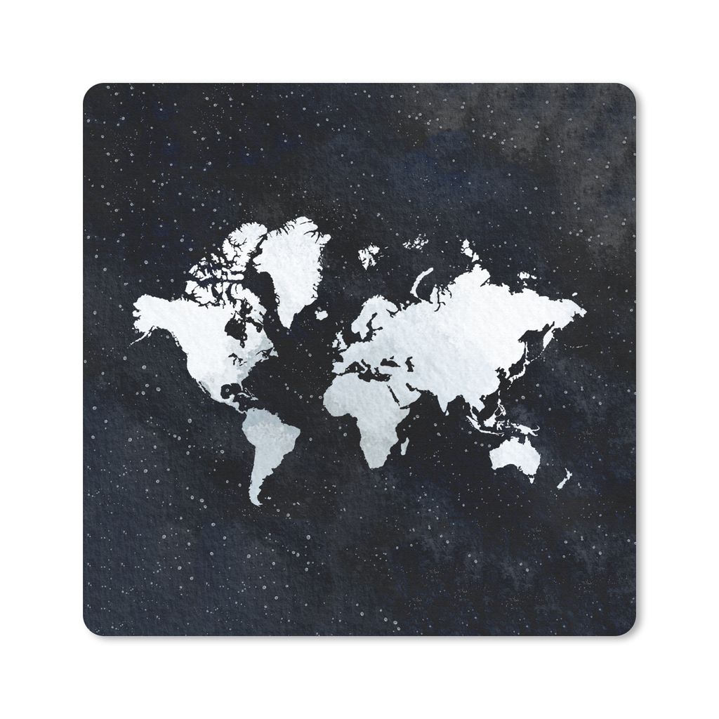 MuchoWow Mauspad Mousepad Weltkarte - Sternenhimmel - Weiß 30x30 cm - Mousepads - Maus Mat - Pad - Mausunterlage - Gaming
