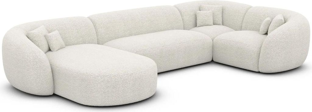 Bouclé U-Form XL Wohnlandschaft Gaia Weiß Links