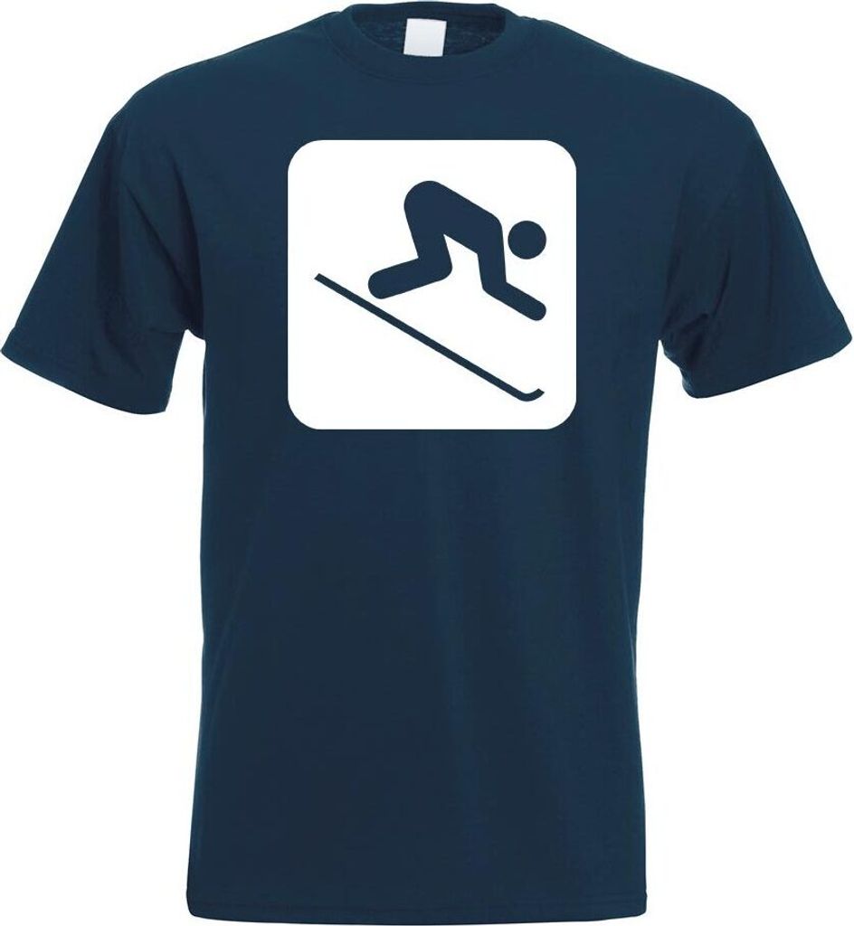 Kiwistar - T-Shirt - Navy - Piste Abfahrt Piktogramme Herren Funshirt Bedruckt Design Sprüche Spruch Motive - mit Motiv Bedruckt - Funshirt Design...