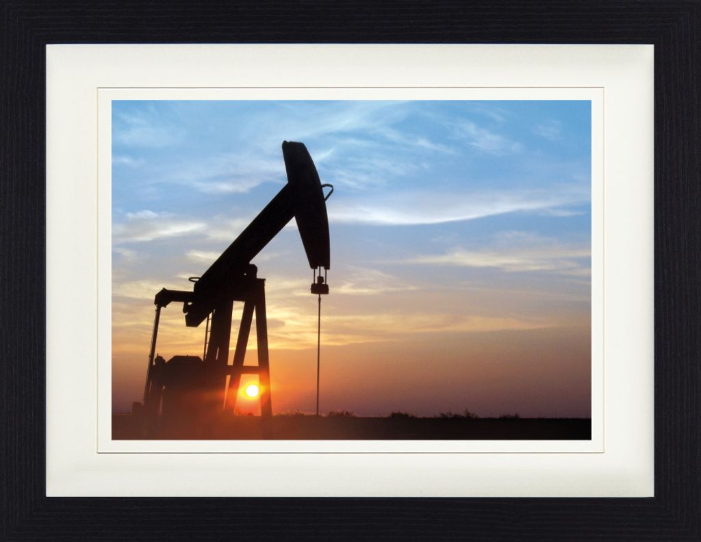 Industrielle Kunst Gerahmtes Bild Mit Edlem Passepartout | Wand-Bilder | Im Bilderrahmen - Sonnenuntergangœber–lpumpe In Texas (30 x 40 cm)