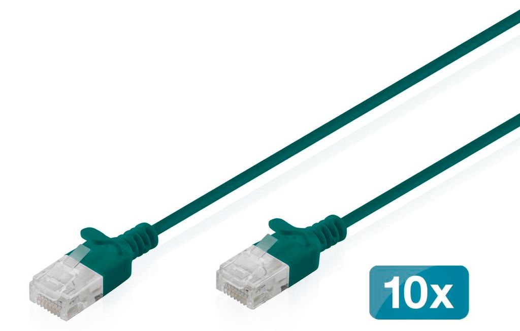 Digitus CAT 6 U-UTP Slim Patchkabel, 2 m, Grün, 10 Stück, 2 m, Cat6, U/UTP (UTP), RJ-45, RJ-45, Grün
