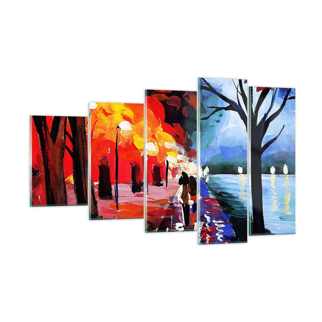 Bilder auf glas - Grafik Abbildung See Abend - 100x60cm - Glasbilder - Wandbilder - Kunstdruck - zum Aufhängen bereit - Wanddekoration aus Glas - ...