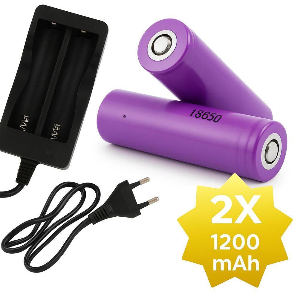 2 x 1200 mAh 18650 3,7 V Li-Ion - 18 x 65 mm zylindrisch - Produktbild 