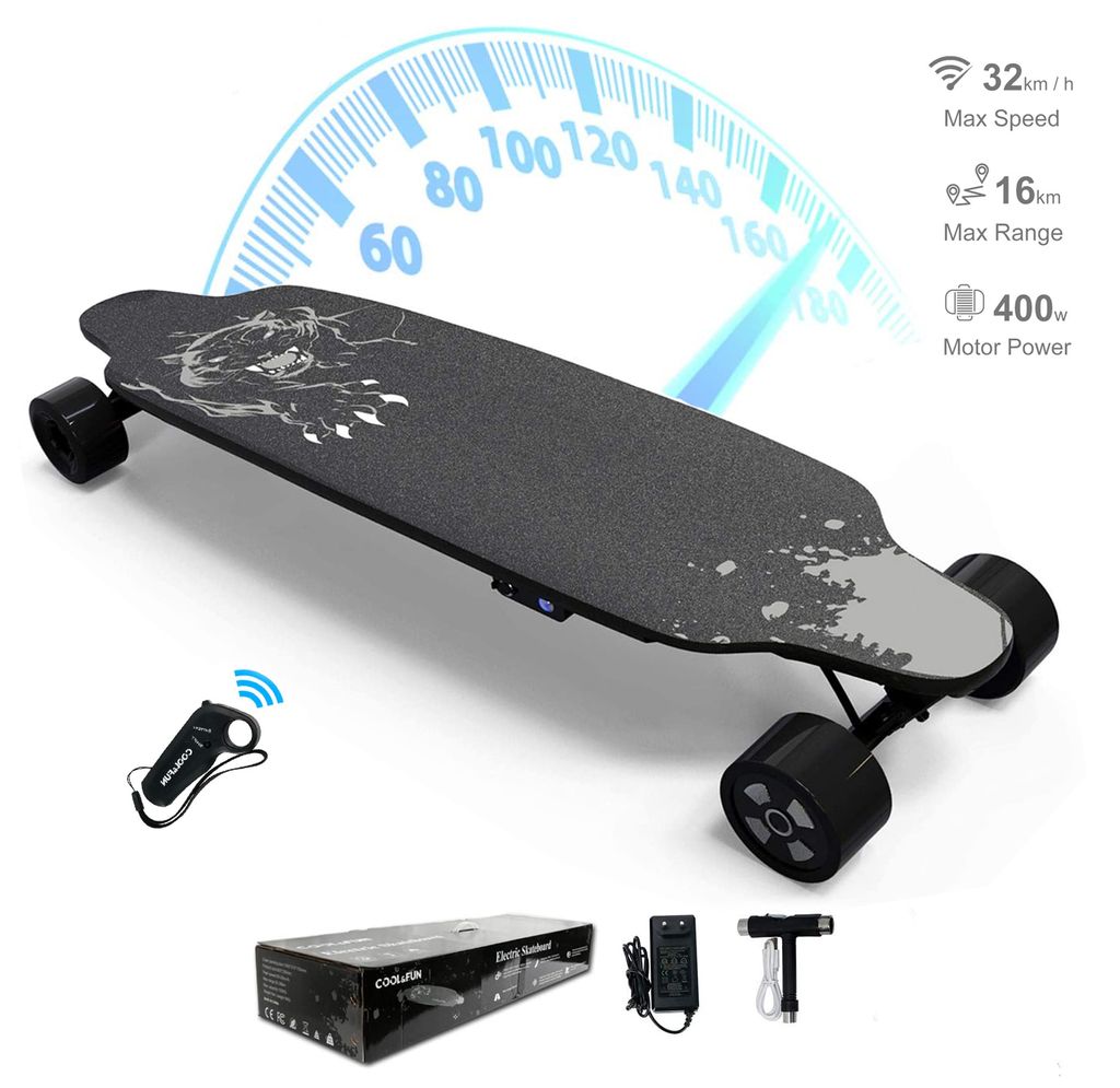 Elektro Skateboard mit Fernbedienung Elektromotor 20 km/h Longboard 350 W Motor 