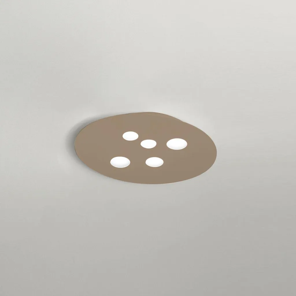 Grand plafonnier rond moderne Luna en métal gris pour salon et bureau