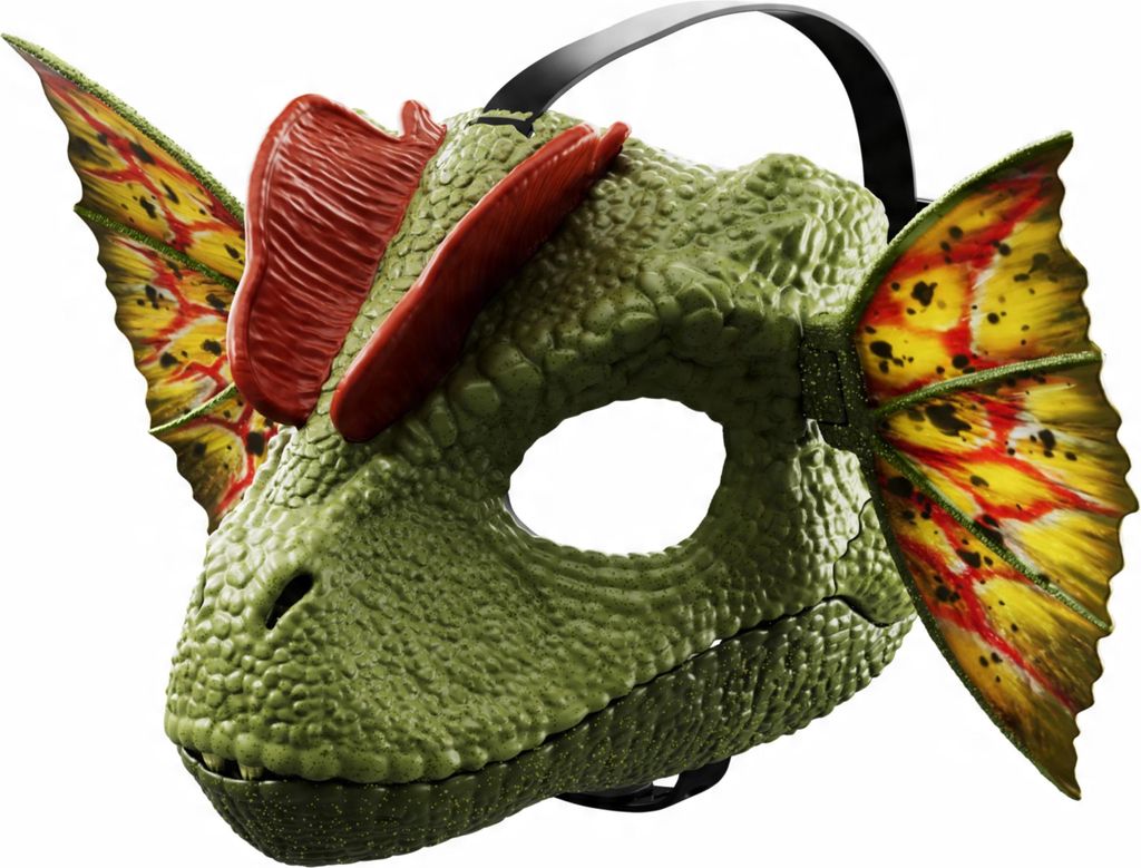 Jurassic World Dilophosaurus Spielmaske mit Sound und Produktbild 