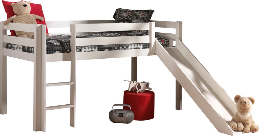 Vipack Spielbett Pino mit Rutsche - Kiefer massiv weiß Produktbild 