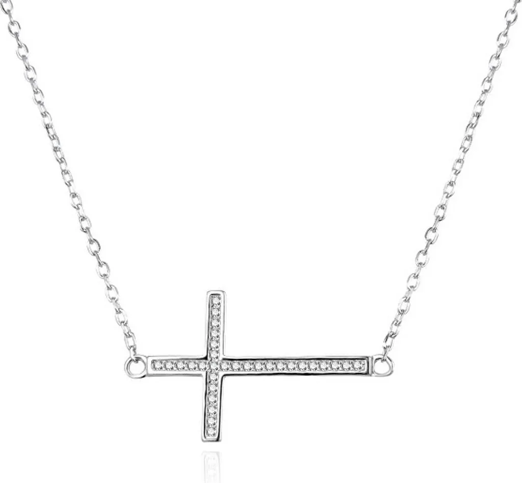 Collana d'argento con croce e zirconi AGS1541/47