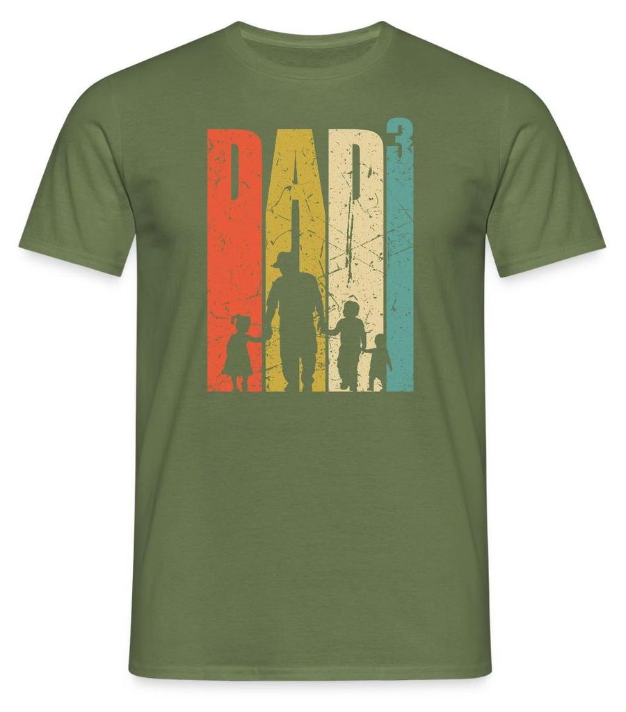 Spreadshirt Dad Hoch 3 Dreifacher Vater Papa Vatertag Geschenk Männer T-Shirt, XXL, Militärgrün