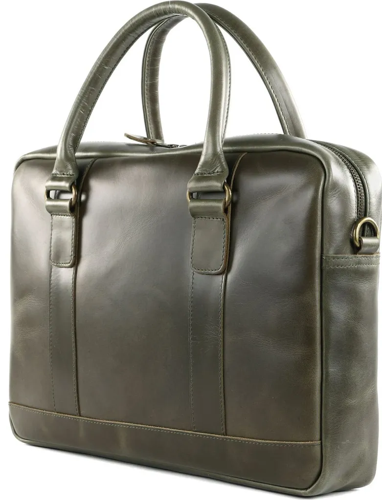 Sac de travail Everett cuir olive pour ordinateur et documents business