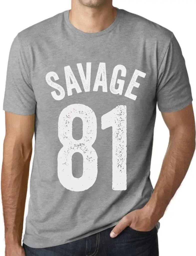 Herren Grafik T-Shirt Savage 81 Geschenk 81. Geburtstag Jahrestag 81 Jahre Jubiläum 81 Jährige Mann Jahrgang 1943 Kurzarm Lustige Druck