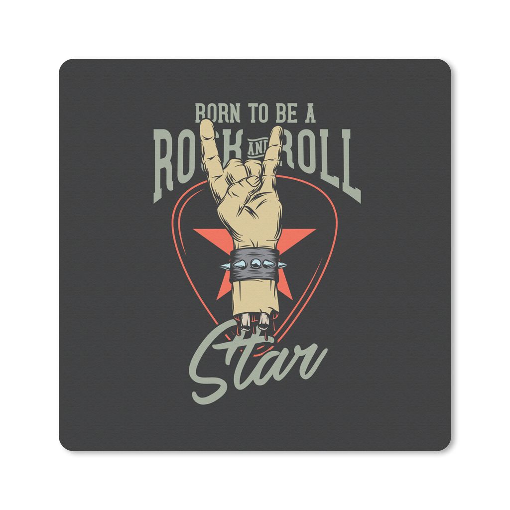 MuchoWow Mauspad Mousepad Geboren, um ein Rock'n'Roll-Star zu sein" - Vintage - Zitate - Sprichwörter 20x20 cm - Mousepads - Maus Mat - Pad - Ma...