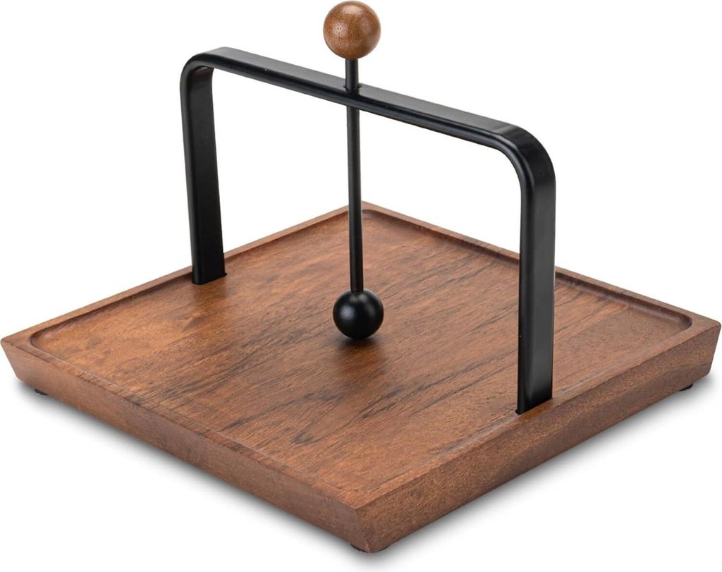 Serviettenhalter, Stilvoller Serviettenhalter aus Holz mit beschwertem Arm - Perfekt für Papierservietten, Cocktailservietten - für Küche, Esstisch