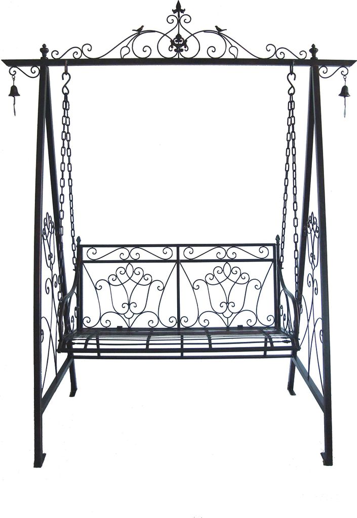 Gartenschaukel RICO - 178cm Breit, Stahl, Schwarz, Rost-Optik, mit Kettenaufhängung | Metallschaukel Garten Gartenbank hängend