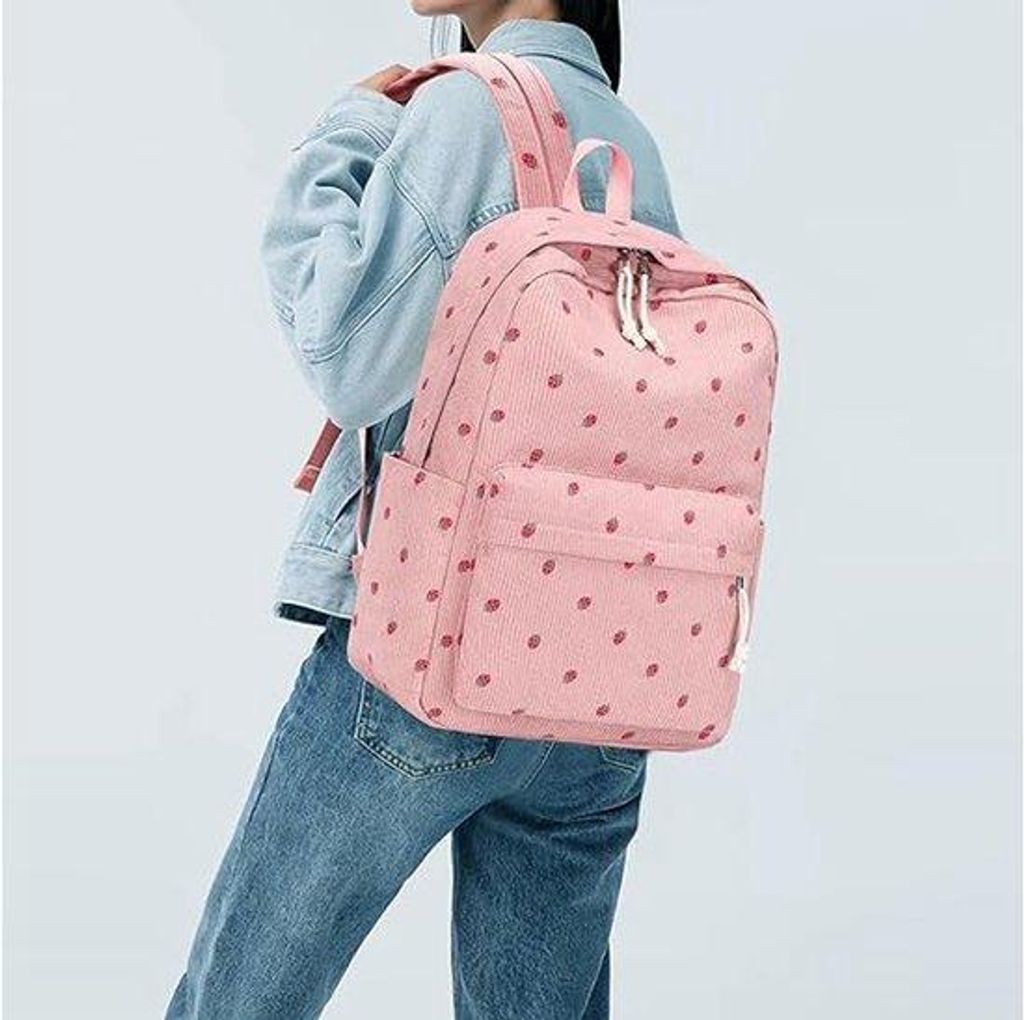 Corduroy-Tasche für Mädchen - Reise-Tasche - Mädchen-Rucksack - Corduroy-Laptop-Tasche - Mädchen-Tasche - rote Reise-Tasche