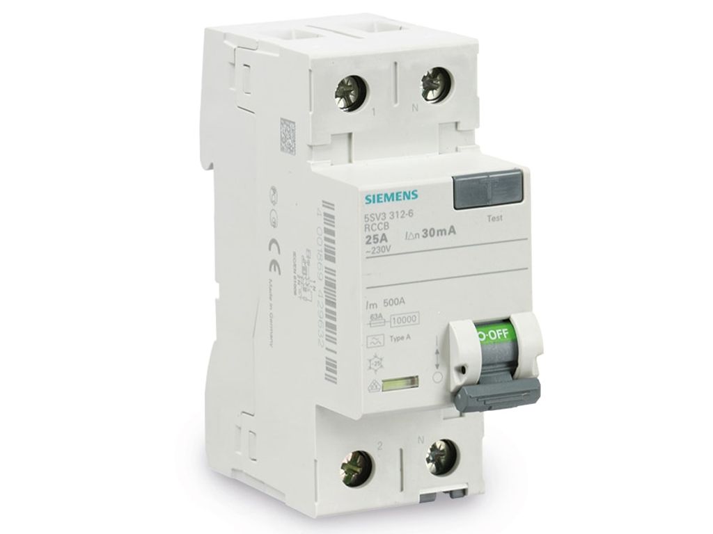 Siemens FI-Schalter 2x25A 5SV33126 Typ A 25A 1+N-pol 30mA Produktbild 