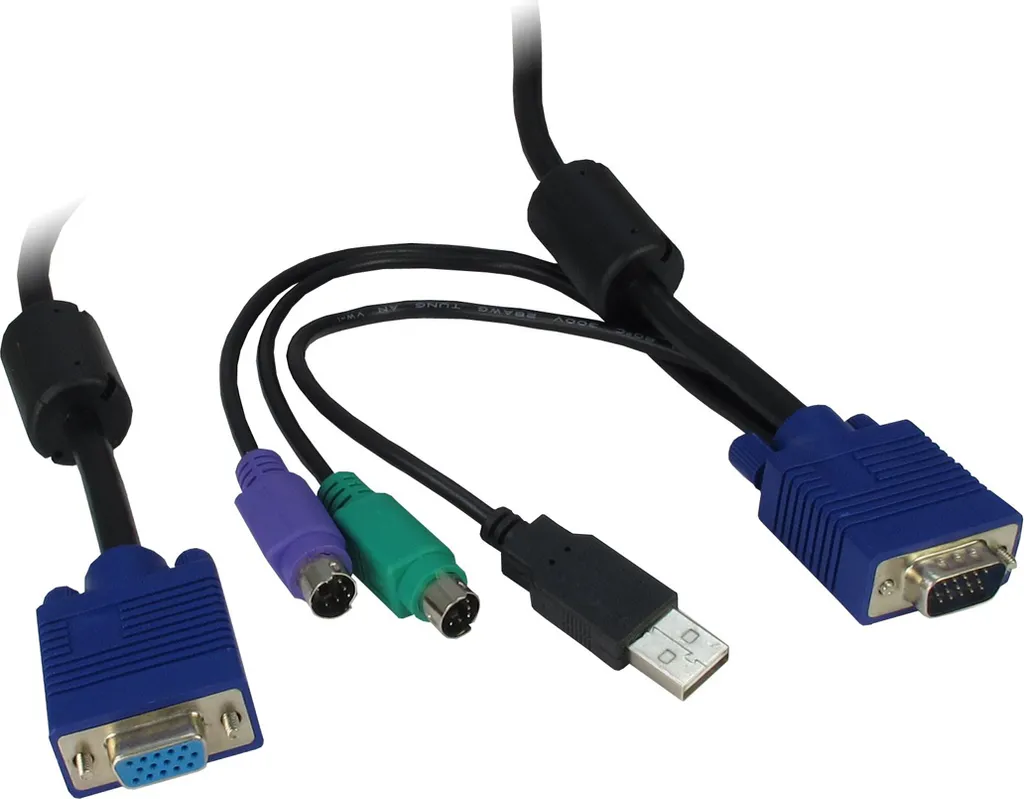 Inter-Tech 88887250 Câble KVM IPC 19 pouces VGA PS2 USB de 3 mètres