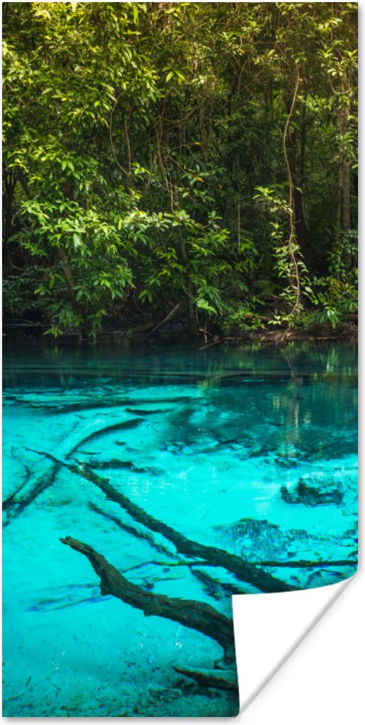 MuchoWow Poster Leuchtend blauer See im Dschungel 80x160 cm - Kinderzimmer