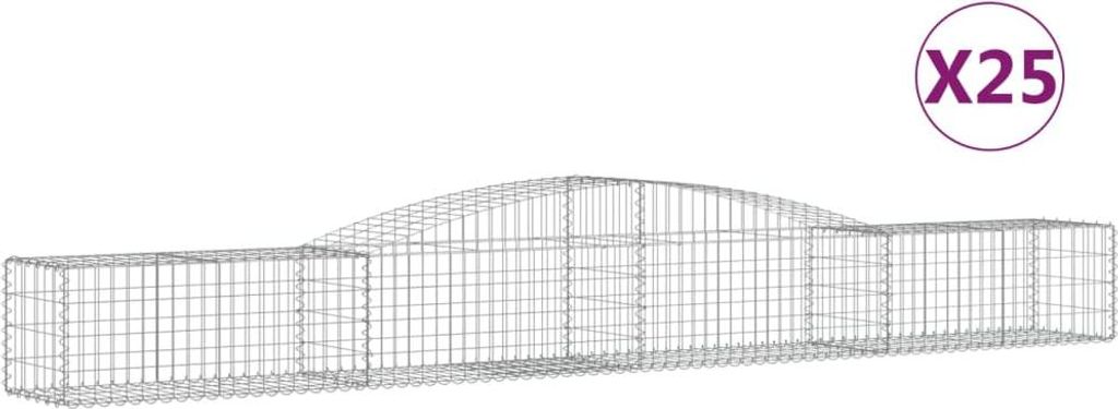 vidaXL Gabionen mit Hochbogen 25 Stk. 400x50x40/60cm Verzinktes Eisen