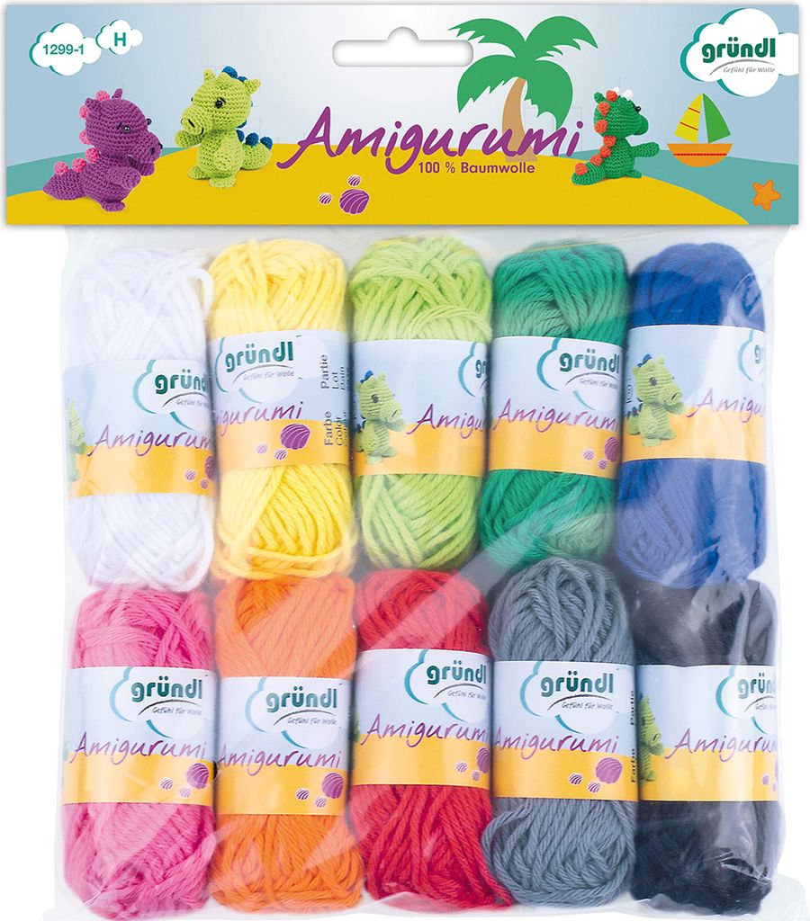 Gründl Amigurumi-Set (10g/23m) 100 % Baumwolle - Bunt Produktbild 