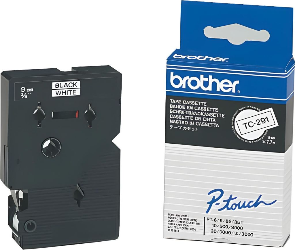 Brother TC-291 taśmy do etykietowania Czarny na białym Zdjęcie produktu 