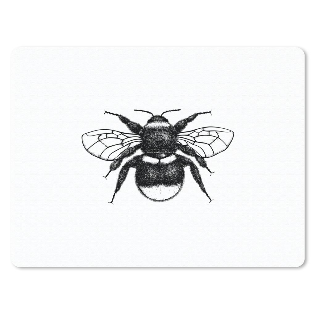 MuchoWow Mauspad Mousepad Hummel - Botanisch - Retro - Insekten 23x19 cm - Mousepads - Maus Mat - Pad - Mausunterlage - Schreibtischunterlage - M...