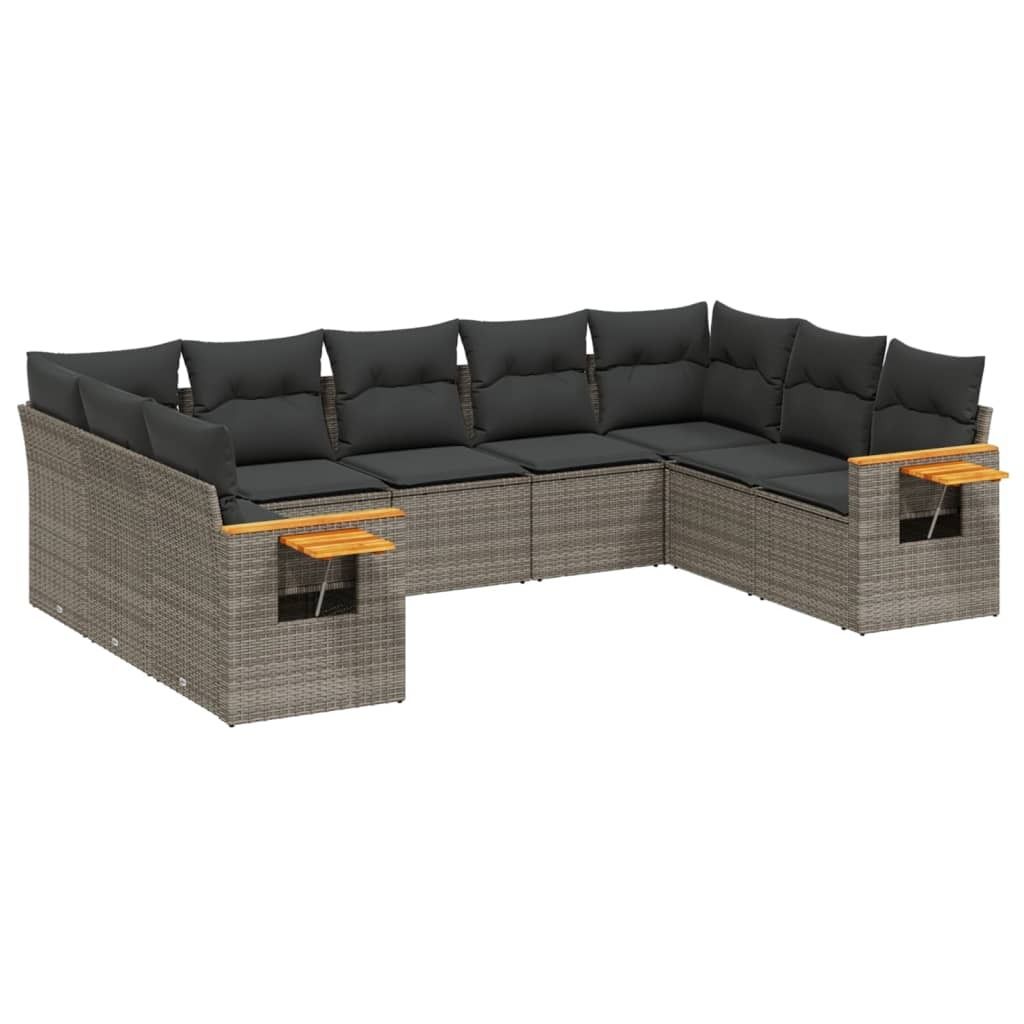 "WINTER SALE" 9-tlg. Garten-Lounge-Set - elegantes Design - Sitzgruppe/Gartengarnitur - mit Kissen Grau Poly Rattan - Terassenmöbel NeuMöbel836456