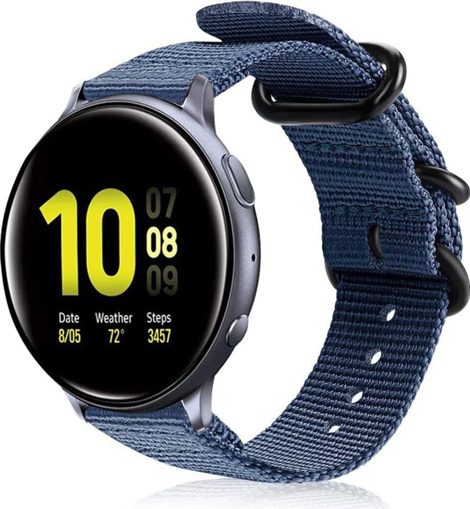 Strap-it Samsung Galaxy Watch Active / Active 2 Nylon Schallenarmband (Blau)