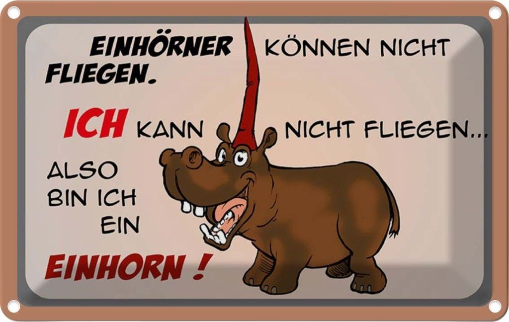 vianmo Blechschild 12x18 cm Tiere kann nicht fliegen bin Einhorn Tier Haustier