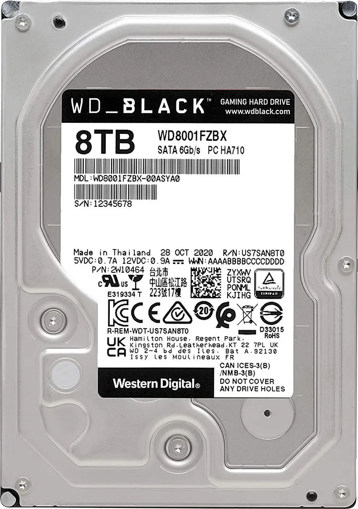 WD Black 8 To Disque Dur Interne 7200 tr/min avec 256 Mo de Cache HDD 3.5"