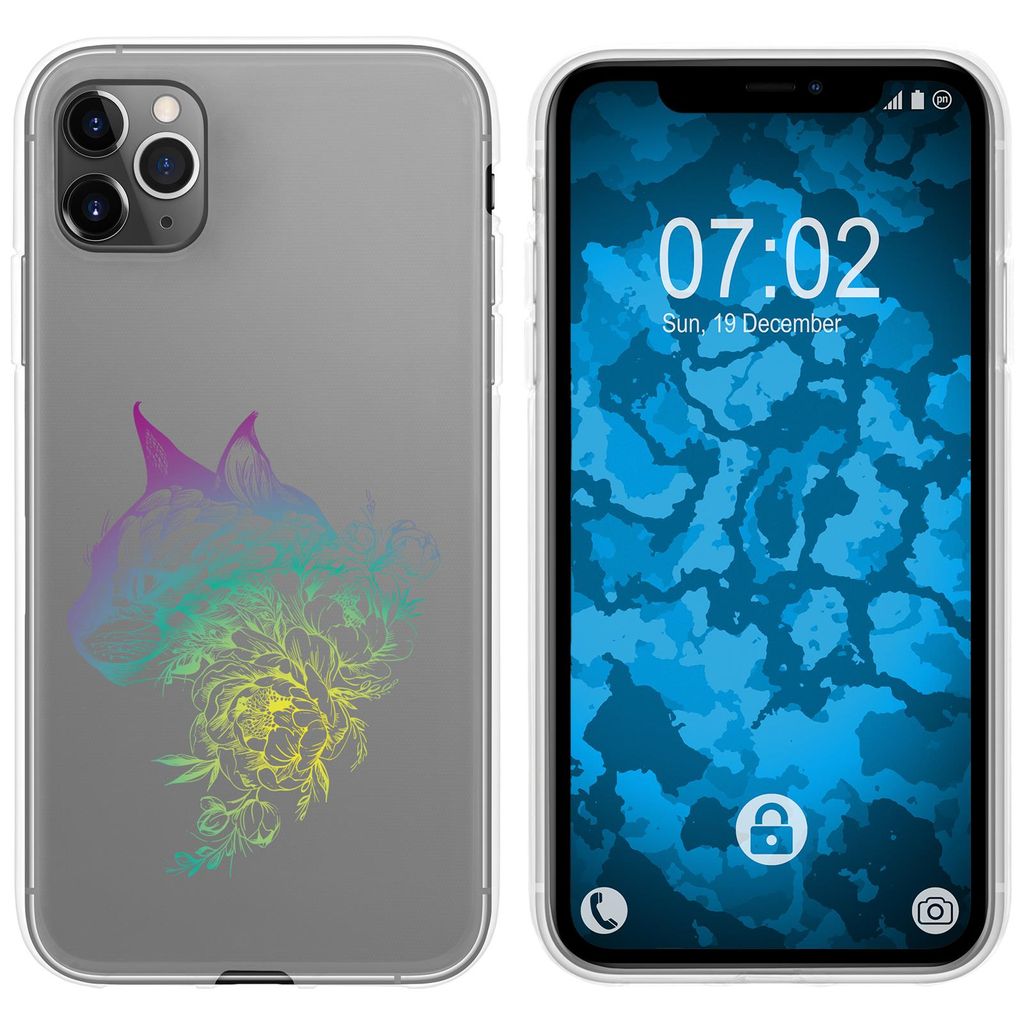PhoneNatic Case kompatibel mit Apple iPhone 11 Pro Max Silikon-Hülle Floral Katze M2-4