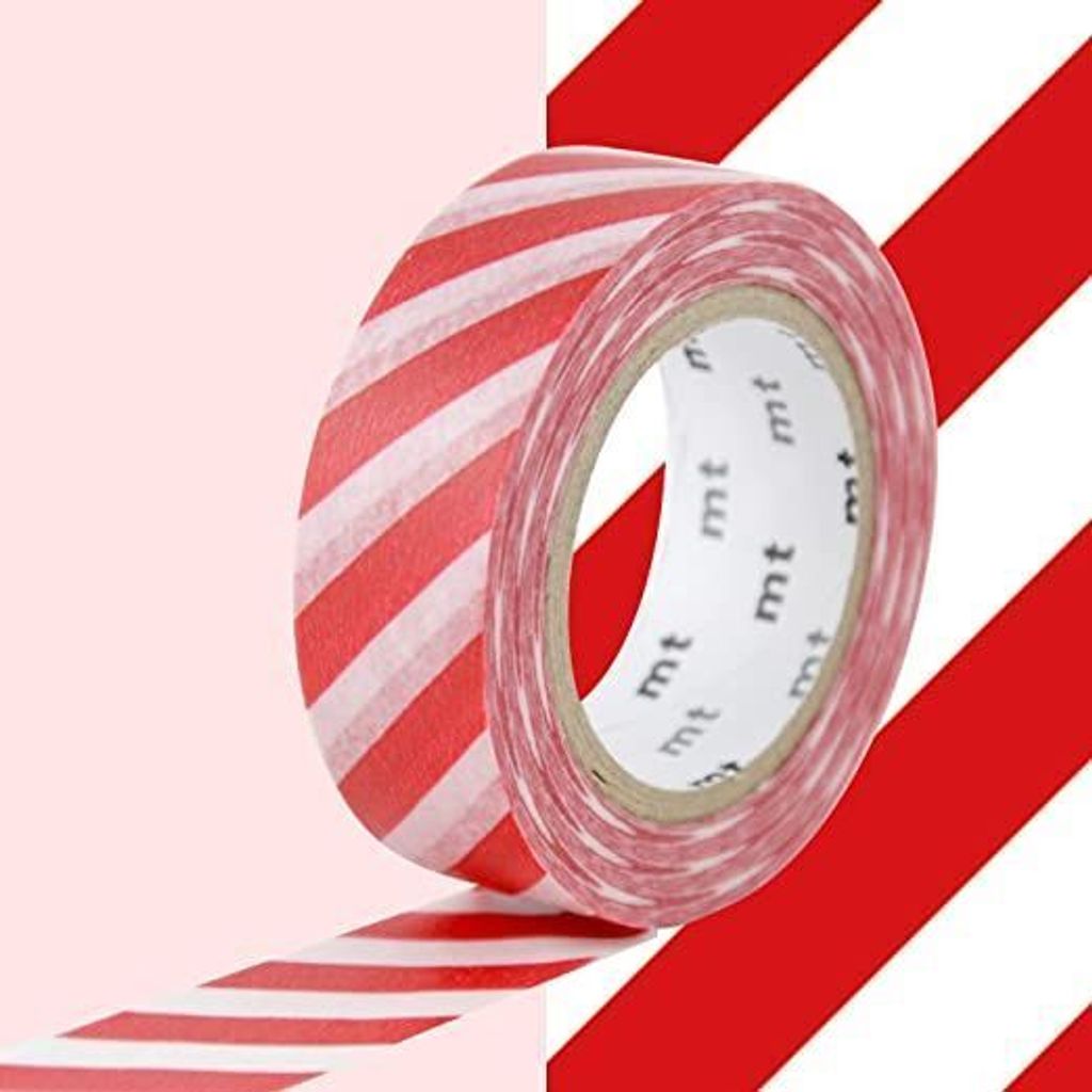 Nastro adesivo decorativo a strisce - rosso - 1,5 cm x 7 m Immagine del prodotto 