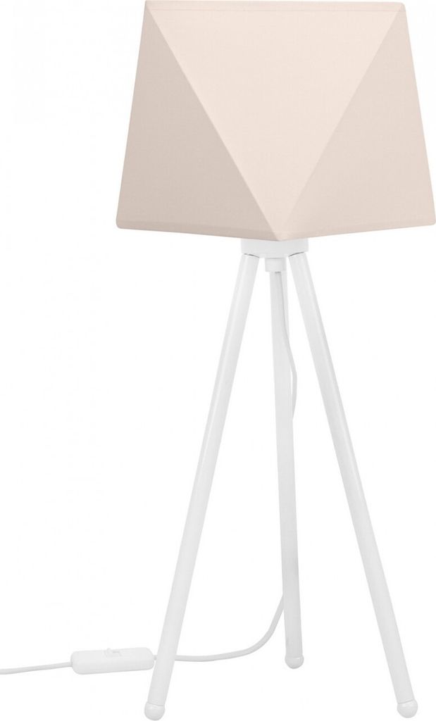 Light-Home Lampenschirm Tischlampe Modern - Elegante Nachttischlampe für Schlafzimmer Wohnzimmer - Tischleuchte E27 - 46x22,5 cm - Weiß und Cremi...