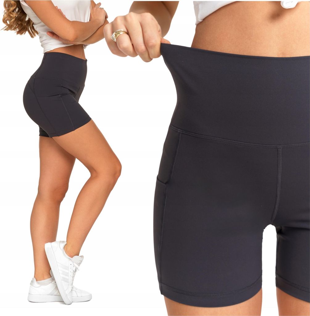 Leggings Radlerhose Damen Sport Hohe Taille Taschen MORAJ L