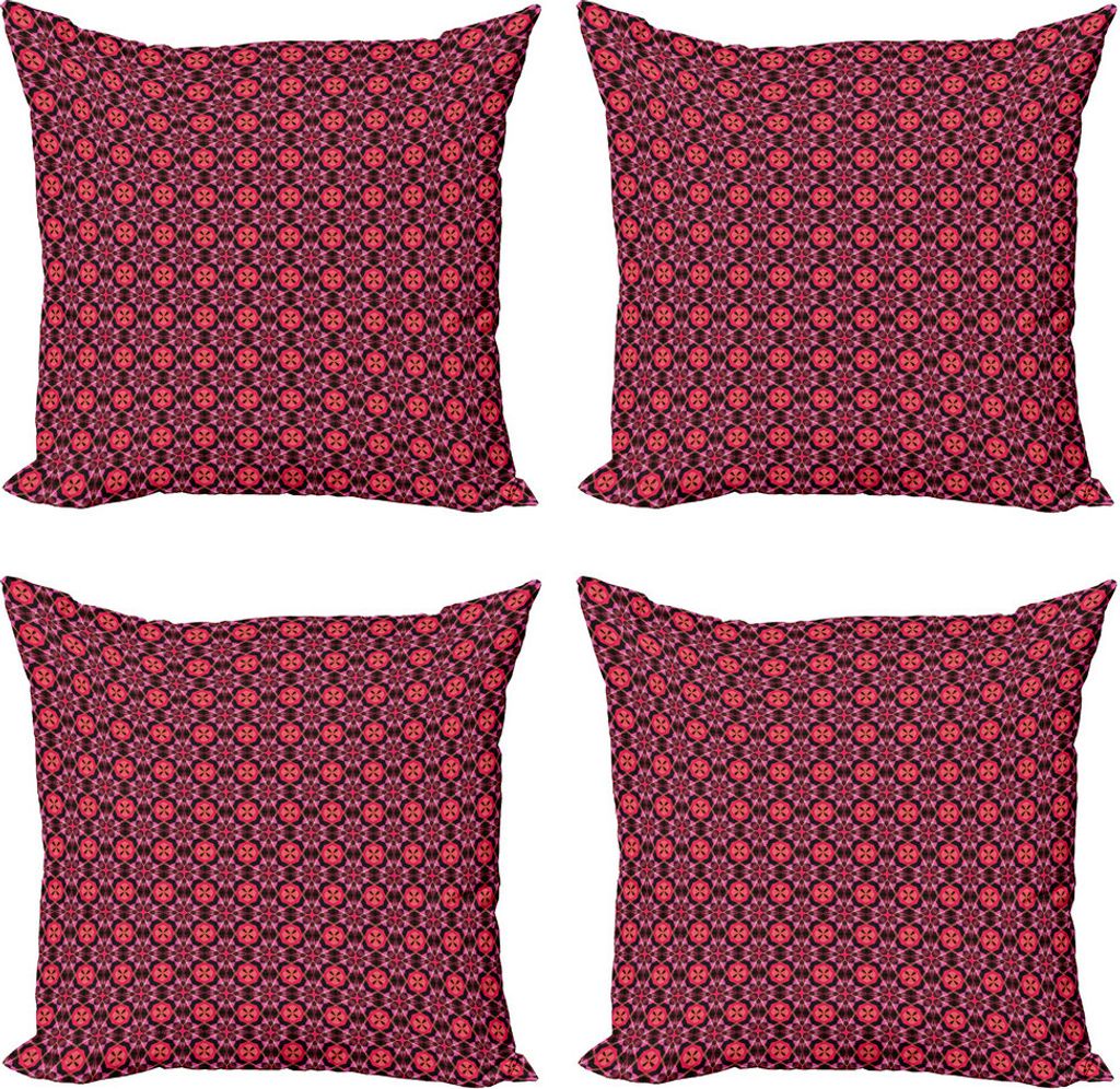 ABAKUHAUS Psychedelisch Kissenbezug Set (4 Stück), Retro Geometrie, Moderner Doppelseitiger Digitaldruck, 60 cm x 60 cm, Mehrfarbig