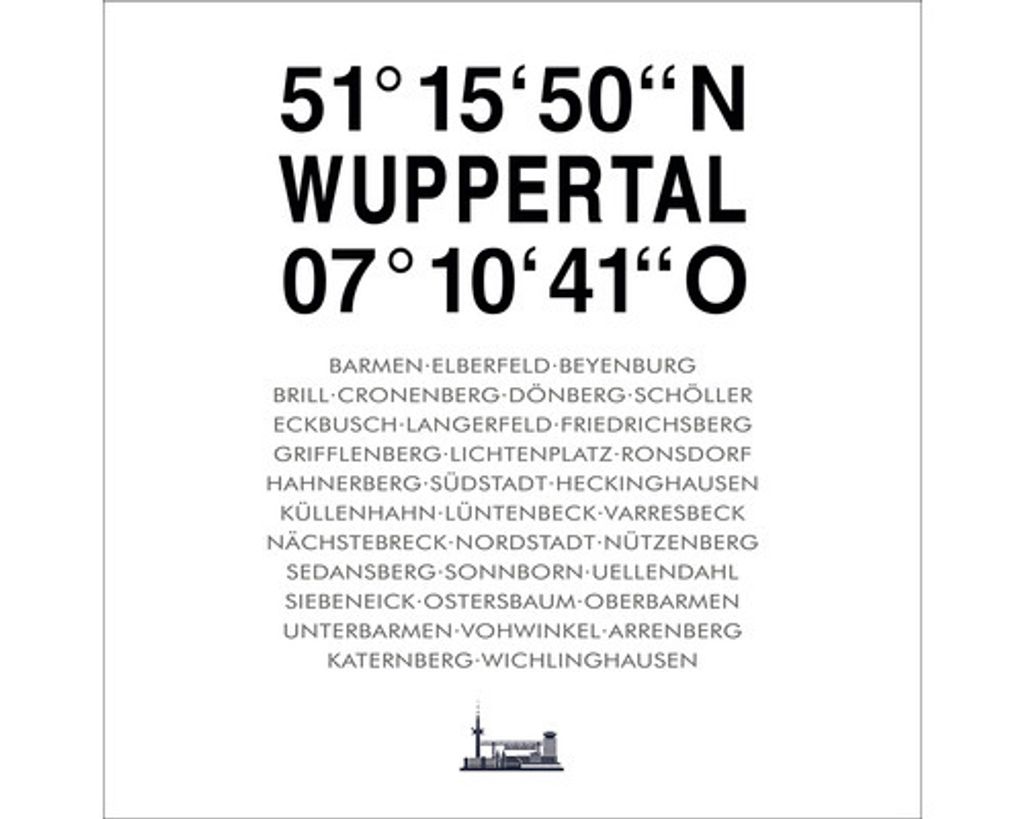 Glasbild Wuppertal Koordinaten II 50x50 cm