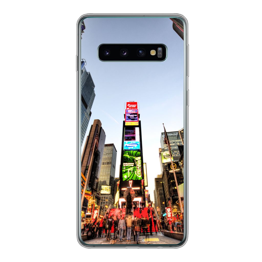 MuchoWow Handyhülle Schutzhülle Hülle für Samsung Galaxy S10 New York - Nacht - Platz Silikon Softcase Handy Hülle - Handytasche
