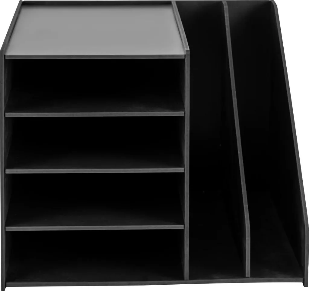 Fini le désordre : Trieur de courrier PVC noir 6 cases pour bureau rangé