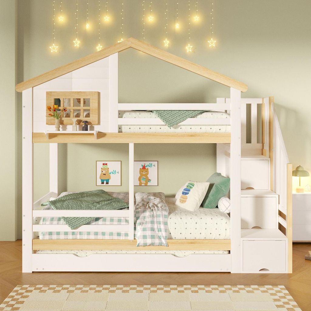 Flieks Etagenbett 90x200cm mit Ausziehbett, Kinderbett Produktbild 
