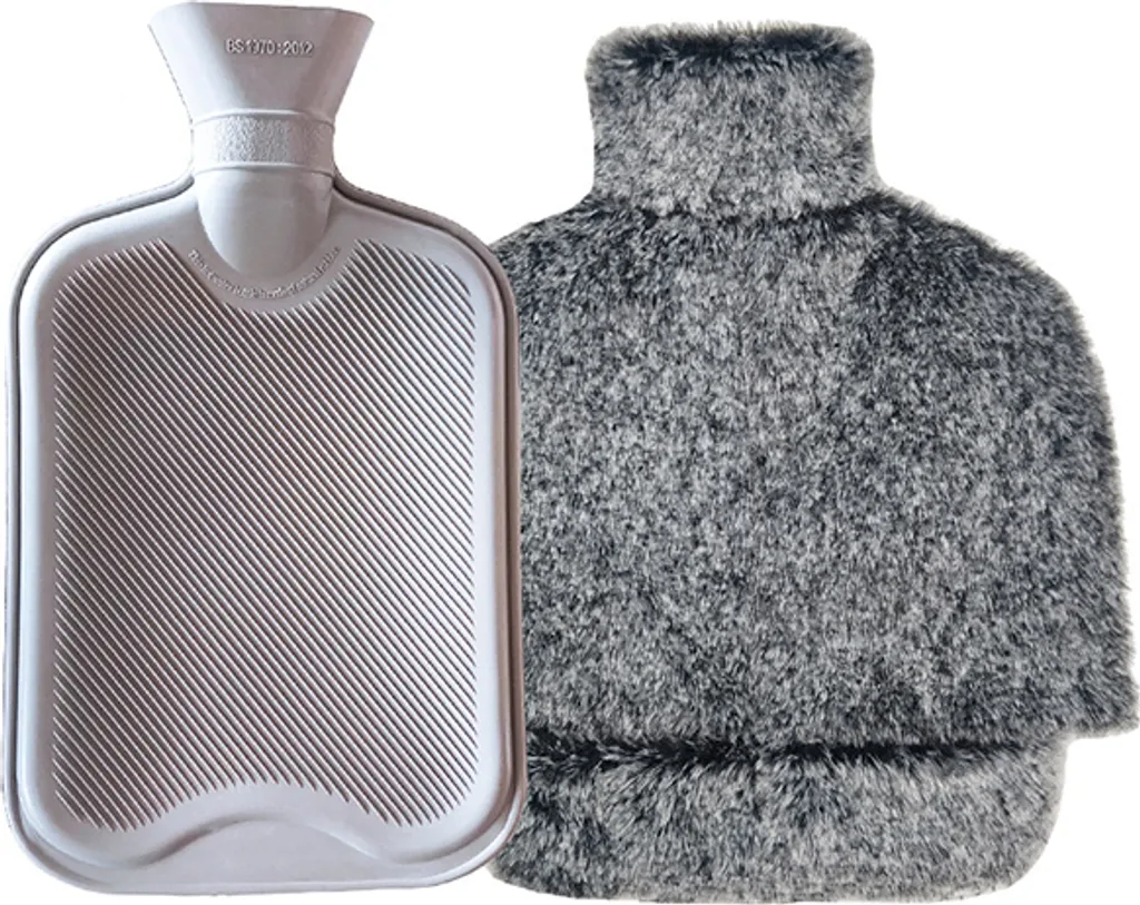 INF Ensemble de bouillottes en peluche Noir délavé - Pack de 2 pièces