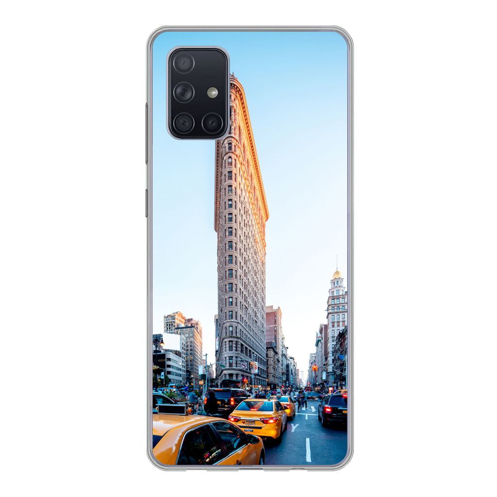 MuchoWow Handyhülle Schutzhülle Hülle für Samsung Galaxy A51 Starker Verkehr rund um das Flatiron Building Silikon Softcase Handy Hülle - Sc...