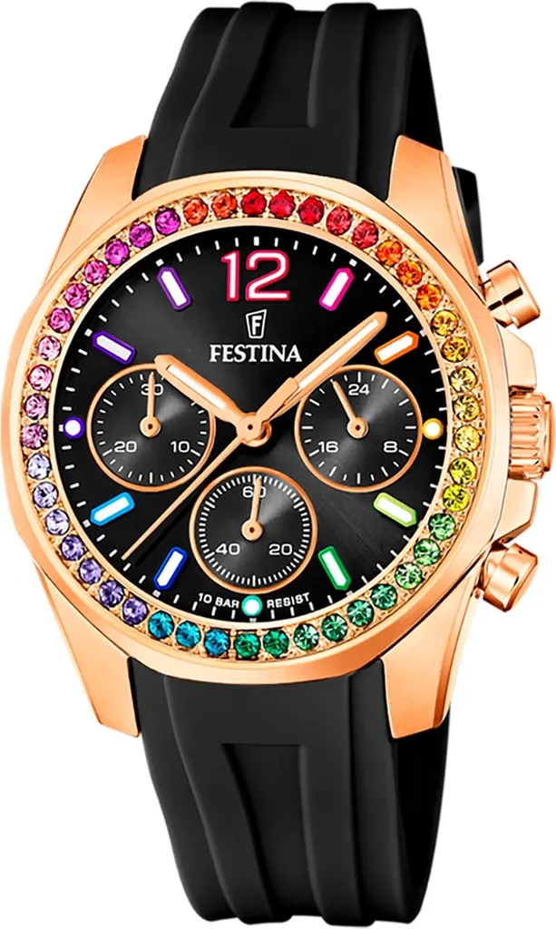 Montre Femme Festina Cadran Noir et Bracelet Cuir Souple D2UF20611/3