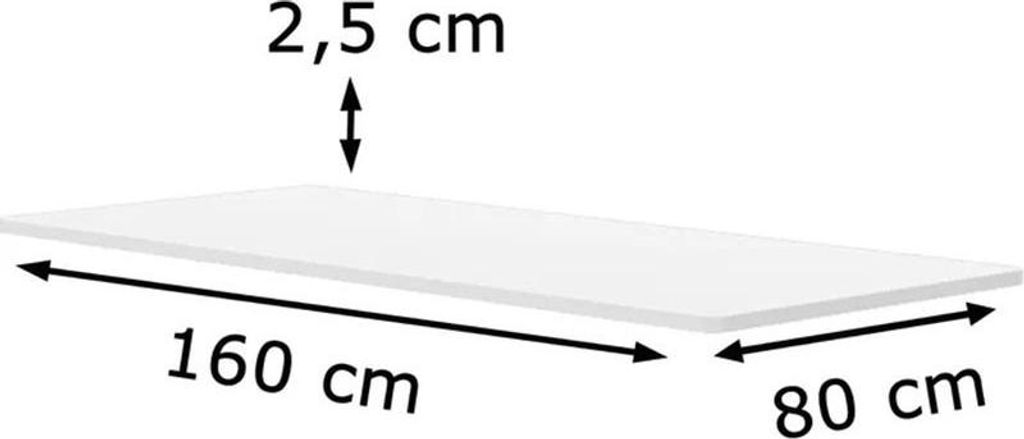Tischplatte FDT1608-Weiß, 160 x 80 x 2,5 cm, weiß Produktbild 