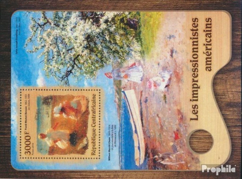 Briefmarken Zentralafrikanische Republik 2016 Mi Block 1516 (kompl. Ausgabe) postfrisch Amerikanische Impressionisten