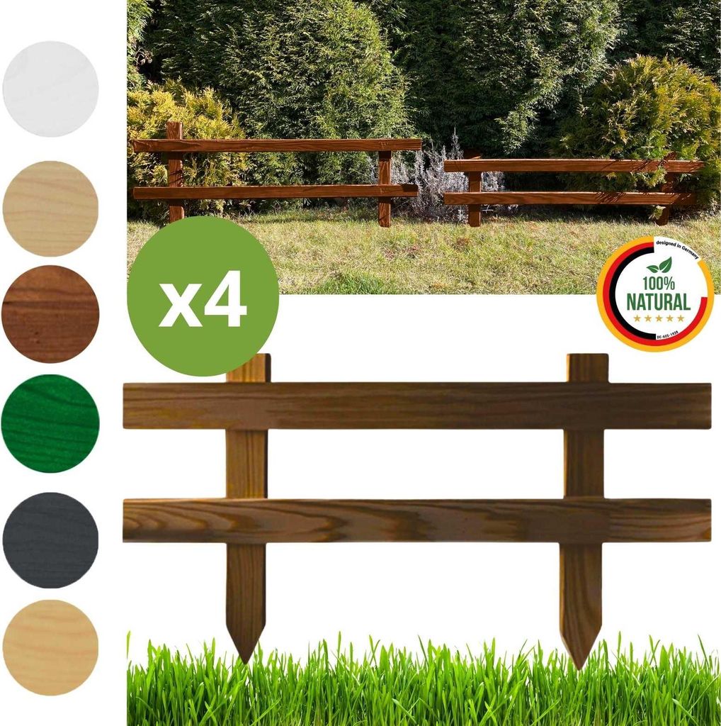 Floranica Gartenzaun 4 stk. 30 cm x 50 cm Braun Steckzaun Zierzaun Friesenzaun zum Stecken Vorgartenzaun