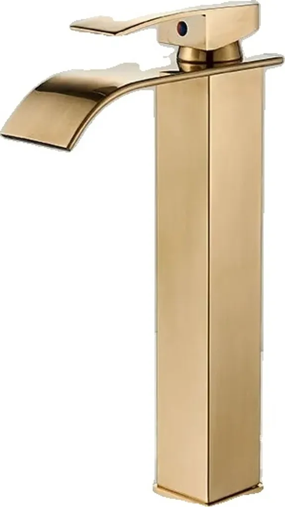 Miscelatore Lavabo Cascata Oro Spazzolato - Design Monocomando H