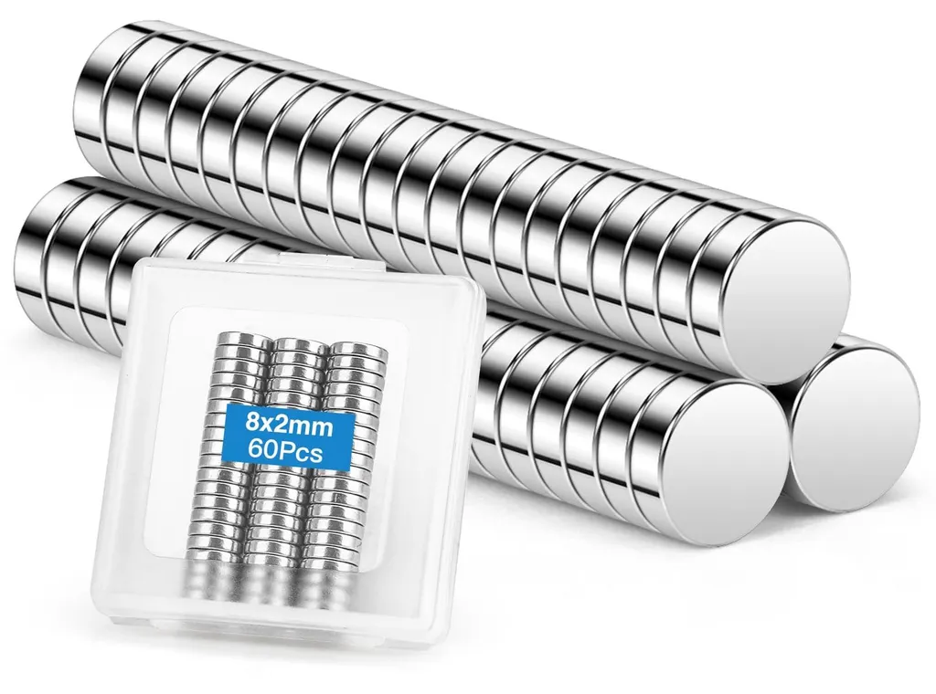 Lot de 60 Aimants Néodyme 8x2 mm Puissants pour Tableaux et Artisanat