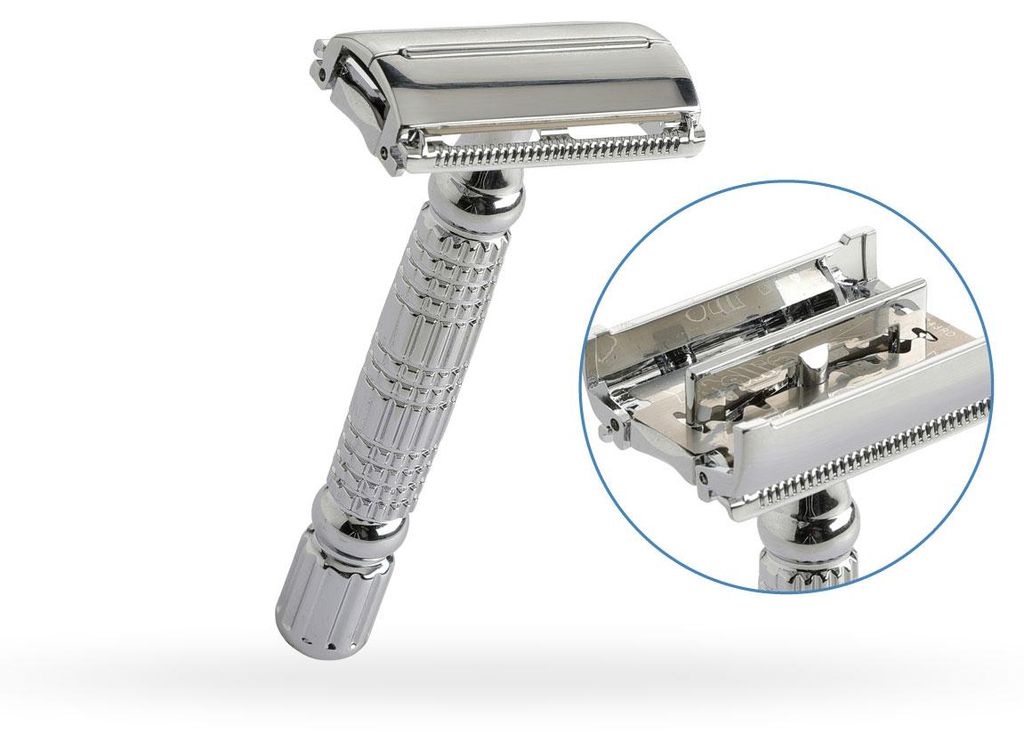 PREMAX Rasiermesser aus verchromtem Kohlenstoffstahl mit „Butterfly“-Öffnung - RASIERER - TOOL 87592 Verchromter Kohlenstoffstahl 9,5 cm - 3 3/4