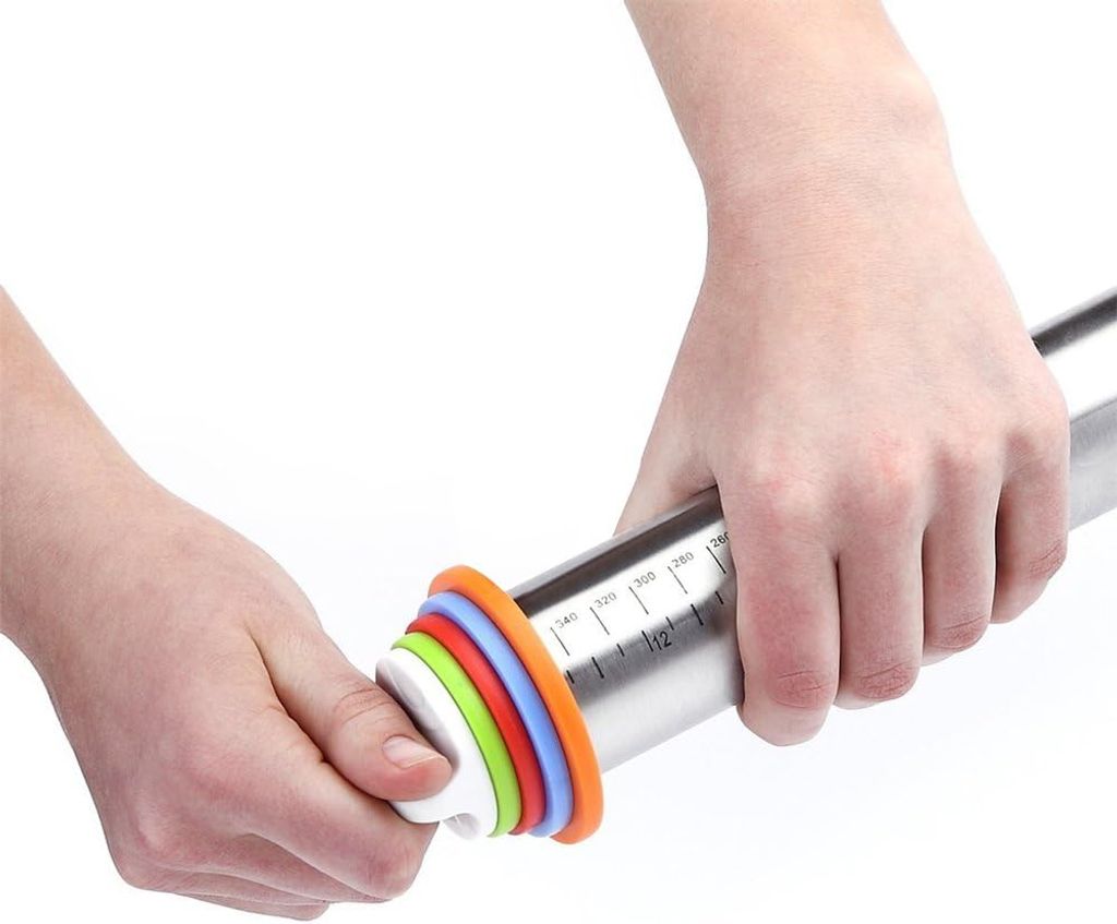 Edelstahl Nudelholz Mit Abstandshaltern - Einstellbare Teigdicke Für Pizza & Kekse