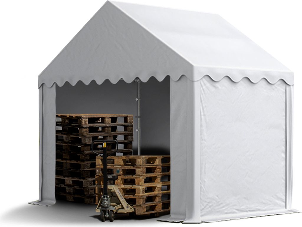 TOOLPORT Lagerzelt 3x2 m Zelthalle Unterstand Weidezelt PVC Plane 700 N wasserdicht in weiß